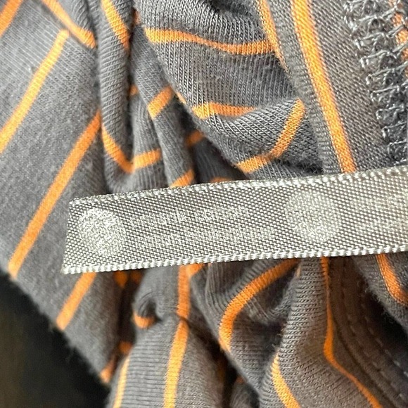 🍀 Lolë Gray Orange Striped Stretch Sleeveless Fit And Flare Dress Size S - Picture 10 of 10